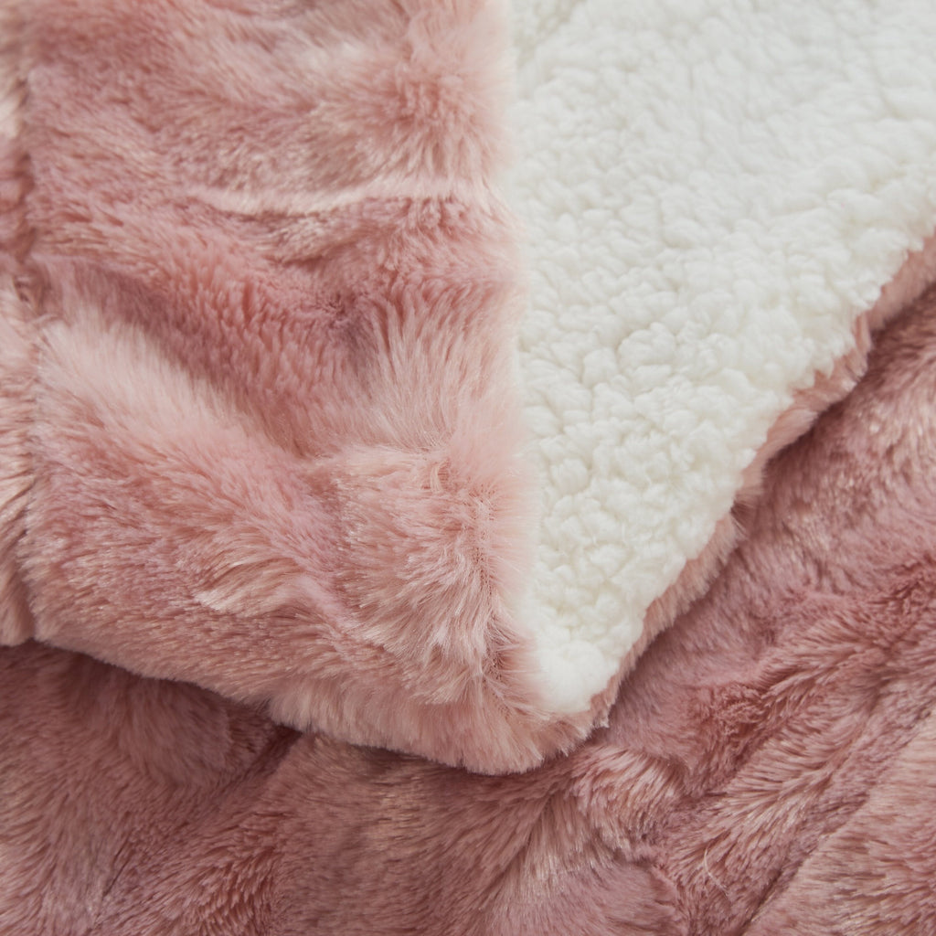 Tache Faux Fur Dusty Rose Gold Pink Throw Blanket (#7)